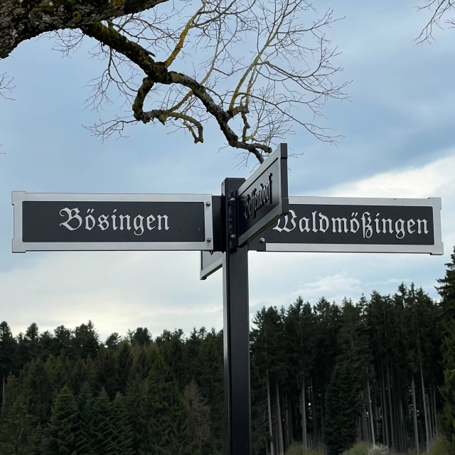 Wegweiser zwischen Bösingen und Waldmössingen