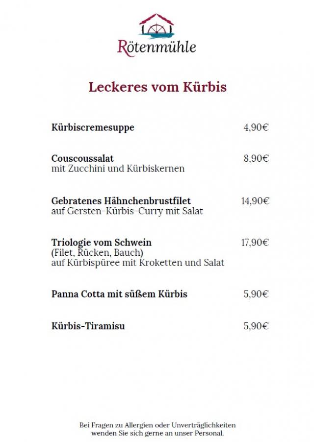 Kürbiskarte in der Rötenmühle