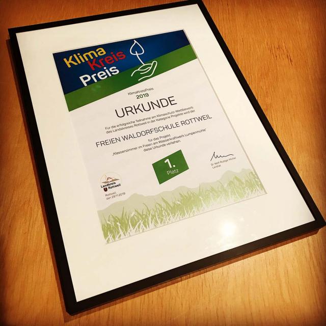 Urkunde KlimaKreisPreis 2019