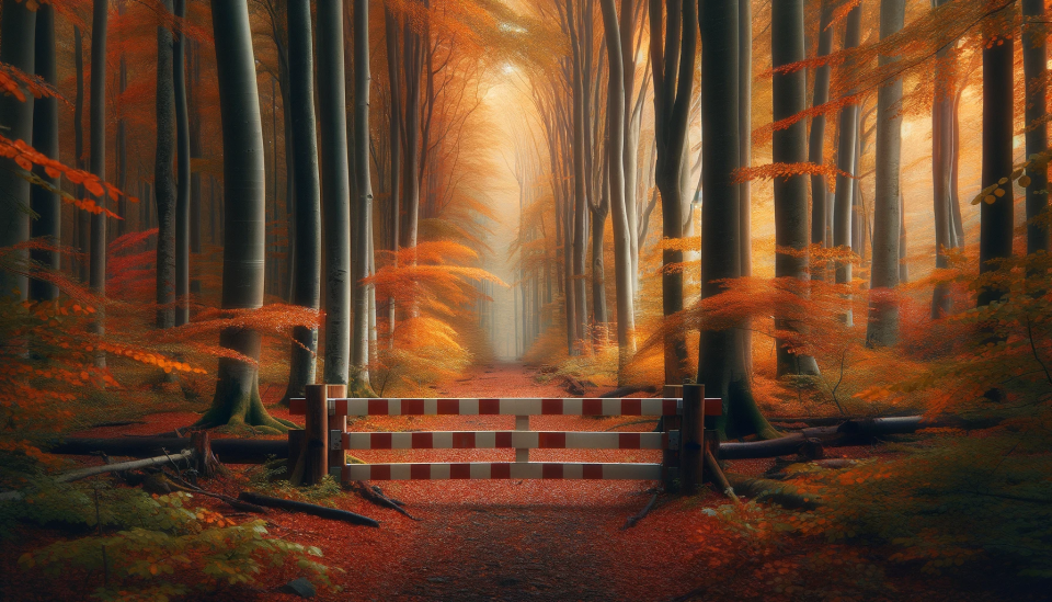 Herbstlicher Wald gesperrt