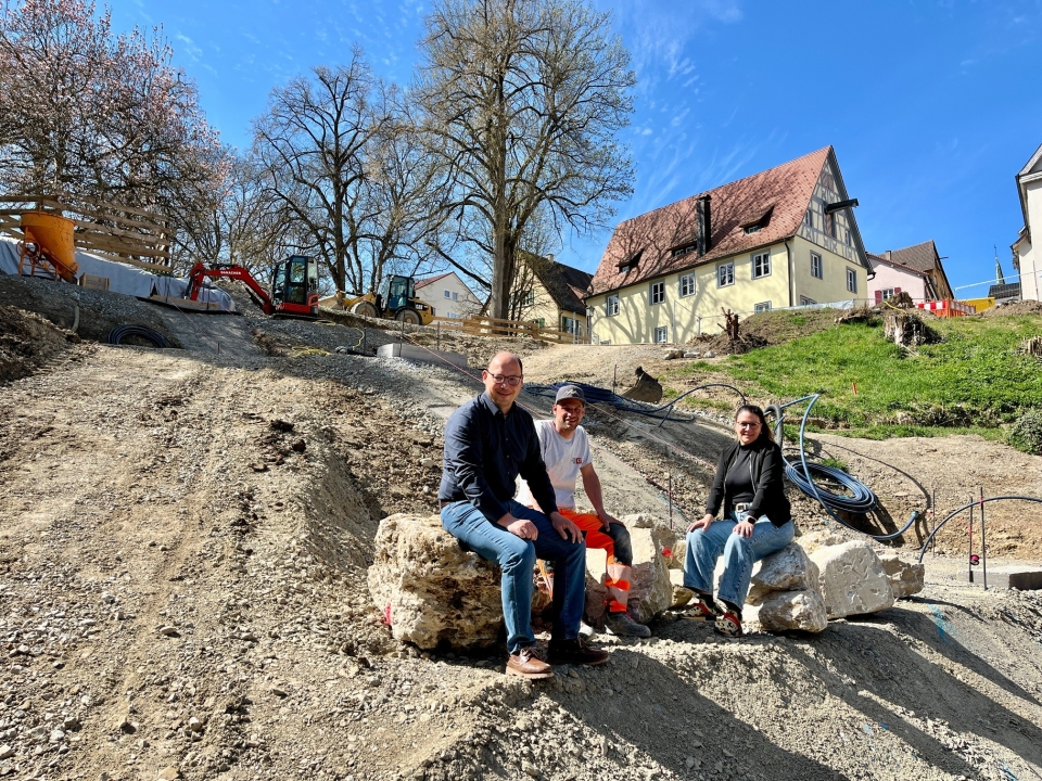 Wasserlauf und Treppen: Kaskade für Landesgartenschau entsteht im Stadtgraben